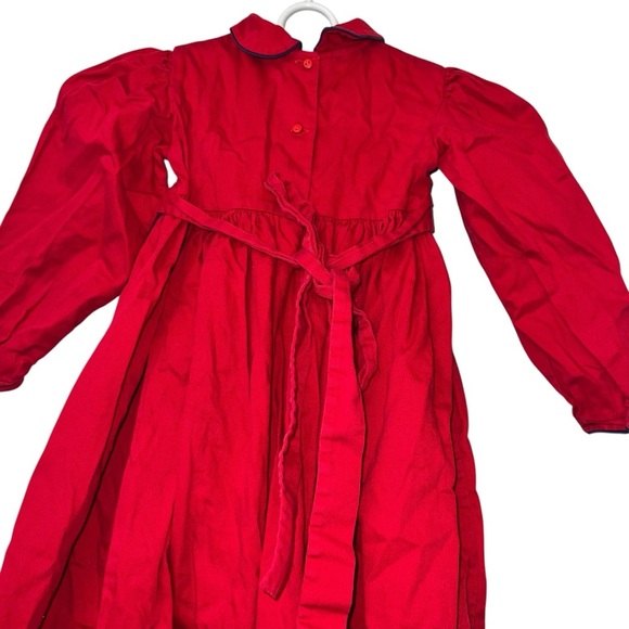 Vintage Will Beth Red corduroy smocked floral 4T Dress “play” - Picture 3 of 5